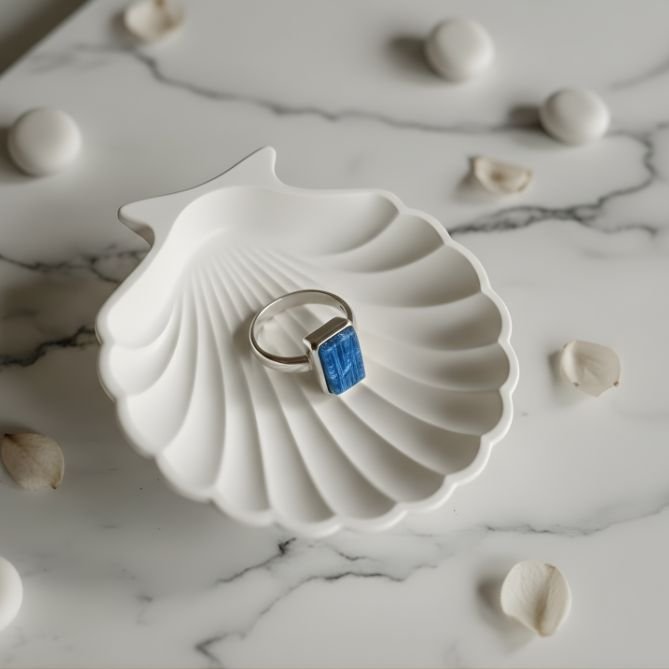 Blue Sapphire Ring set in pure silver